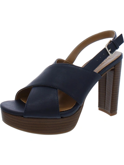 Naturalizer Nylah Womens Faux Leather Slingback Platform Sandals In Blue