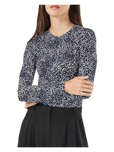 Bcbgmaxazria Womens Printed Crewneck Pullover Top In Blue