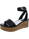 Franco Sarto Presley Womens Leather Ankle Strap Wedge Sandals In Black