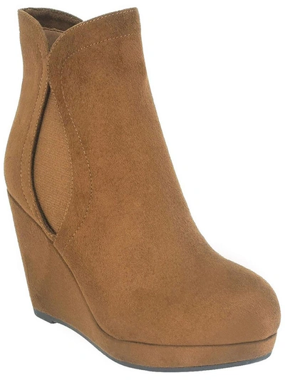 Impo Women's Tadich Platform Wedge Stretch Bootie With Memory Foam In Brown