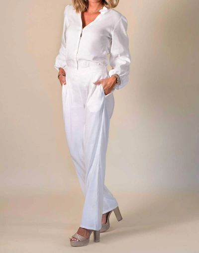 Angela Horton Nantucket Blouse In White Linen