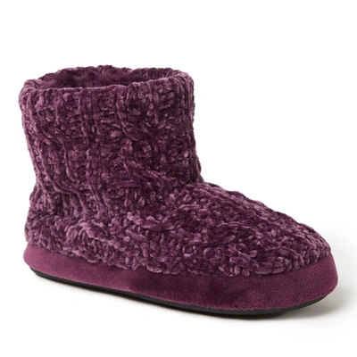 Dearfoams Women's Leah Chenille Cable Bootie Slipper In Purple