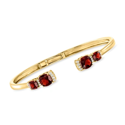 Ross-simons Garnet And . White Topaz Cuff Bracelet In 18kt Gold Over Sterling In Multi