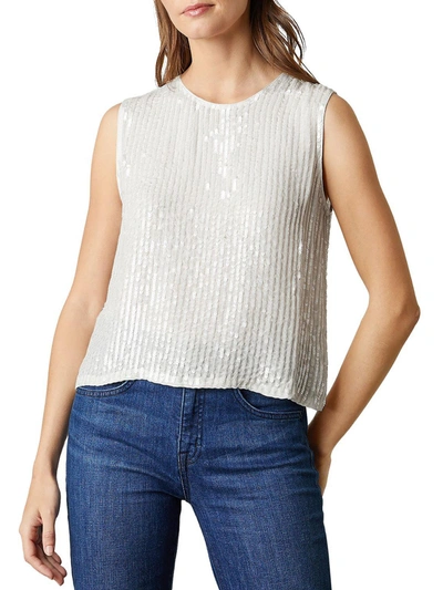 Velvet By Graham & Spencer Womens Crewneck Sleeveless Tank Top In White