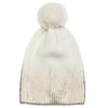 JOCELYN WOMEN GOLD METALLIC POM POM KNIT HAT BEANIE ONE SIZE IN IVORY ROSE