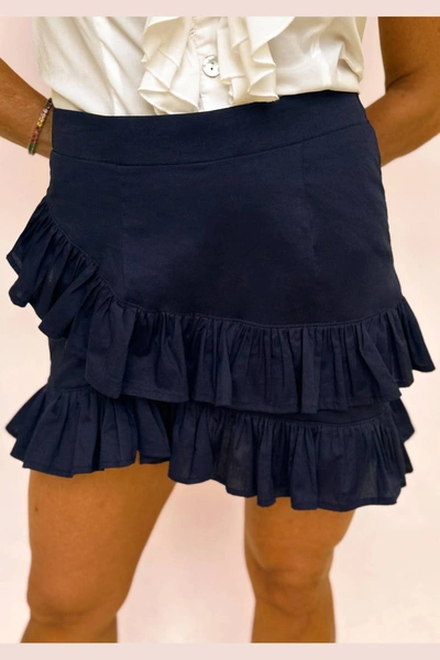 Angela Horton Roma Skirt In Navy In Blue