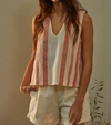 BY TOGETHER THE AVALON SLEEVELESS TOP IN IVORY/CORAL