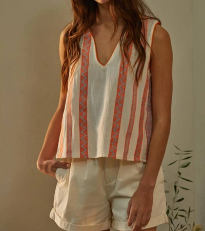 By Together The Avalon Sleeveless Top In Ivory/coral In Multi