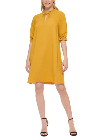Jessica Howard Womens Causal Slub Shift Dress In Yellow