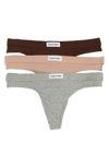Calvin Klein Assorted 3-pack Thongs In Gq2 Grey Heathe