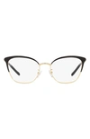 Tory Burch 53mm Square Optical Glasses In Shiny Gold