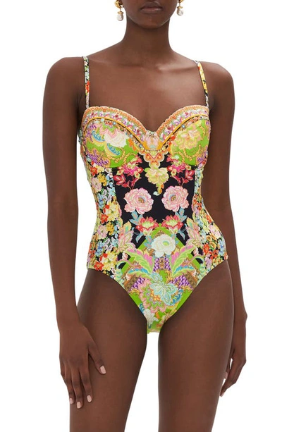 Camilla Floral-print Balconette One-piece In Multicolor