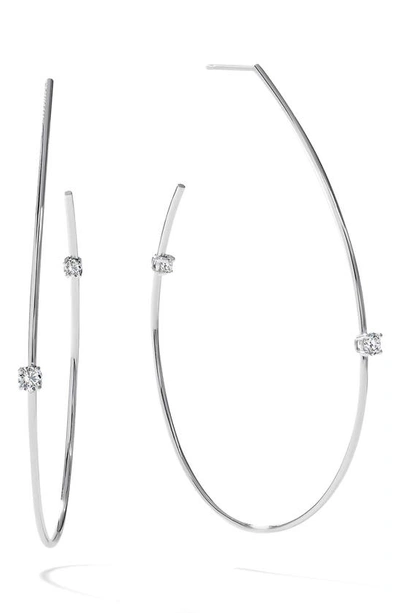 Lana Flawless 14k Gold Solo Diamond Teardrop Hoop Earrings In White Gold