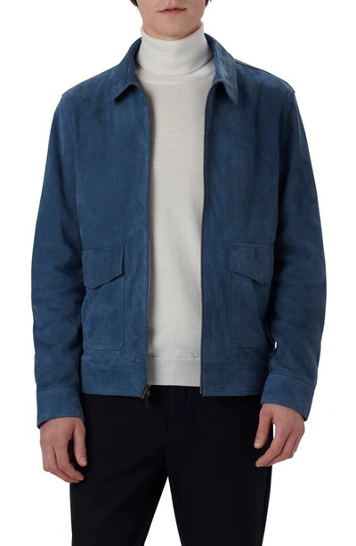 Bugatchi Men's Full-zip Suede Bomber Jacket In Cobalt