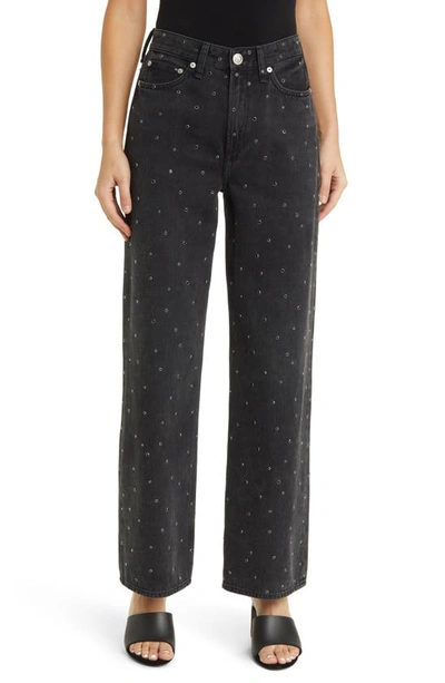 Rag & Bone Women's Logan Eyelet Mid-rise Wide-leg Jeans In Serephina With Jewels
