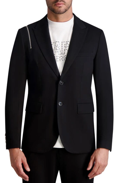 Karl Lagerfeld Notch Lapel Peacoat In Black