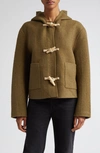 Totême + Net Sustain Hooded Wool-blend Felt Jacket In Olive