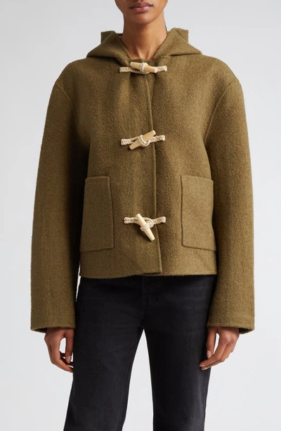 Totême + Net Sustain Hooded Wool-blend Felt Jacket In Green