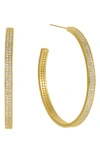 Dean Davidson Petit Pavé Midi Hoop Earrings In White Topaz/ Gold