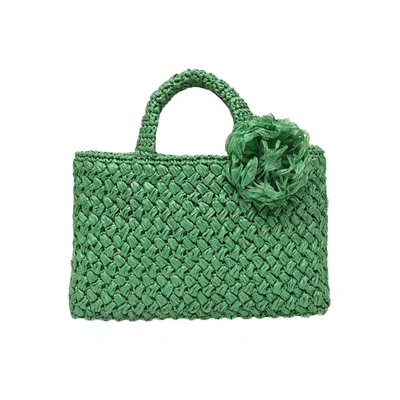 Carmen Sol Positano Raffia Small Bag In Green