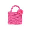 Carmen Sol Amalfi Raffia Small Bag In Fuchsia