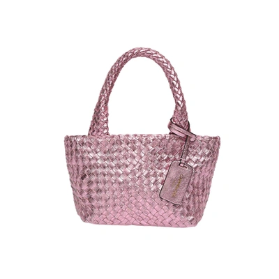 Carmen Sol Elba Metallic Small Tote In Pink