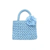 Carmen Sol Amalfi Raffia Small Bag In Baby-blue