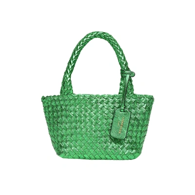 Carmen Sol Elba Metallic Small Tote In Green