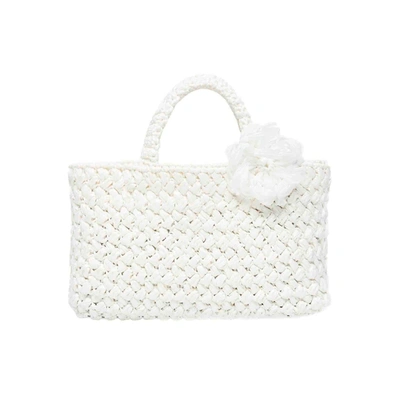 Carmen Sol Positano Raffia Small Bag In White