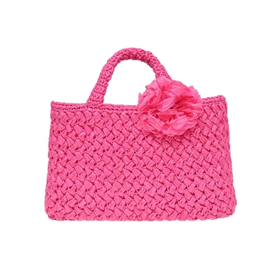 Carmen Sol Positano Raffia Small Bag In Fuchsia