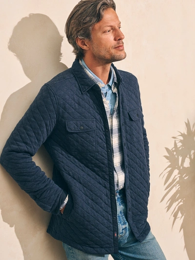 Faherty Epic Quilted Fleece Shirt Jacket Cpo (tall) In Navy Melange