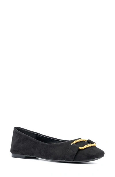 New York And Company Women's Niara- Flats With Gold Hardware Accent In Black