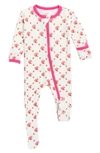 Kickee Pants Muffin Ruffle Print Footie In Natural Rose Trellis