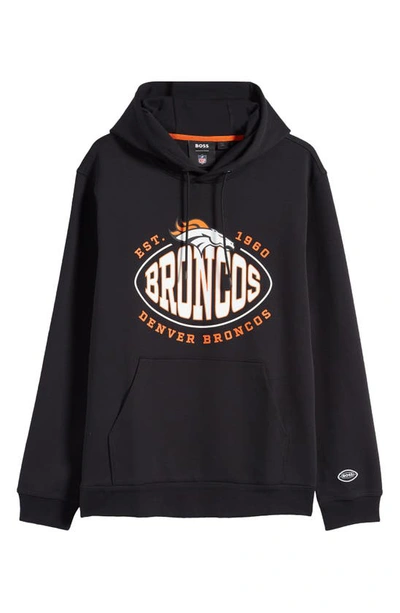 Hugo Boss Boss X Nfl Cotton-blend Hoodie With Collaborative Branding In Broncos