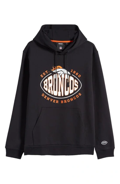 Hugo Boss Boss X Nfl Touchback Graphic Hoodie In Denver Broncos Black
