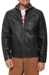 Levi's Faux Leather Hooded Moto Racer Jacket In Black