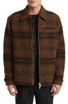 WAX LONDON GREENLAND LAWFORD PLAID WOOL BLEND FELT JACKET
