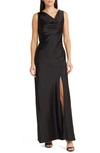 WAYF THE LEA COWL NECK SATIN GOWN