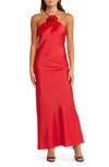 WAYF THE ADELE ROSETTE SATIN GOWN