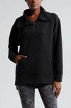Zella Cozy Ottoman Rib Half Zip Pullover In Black