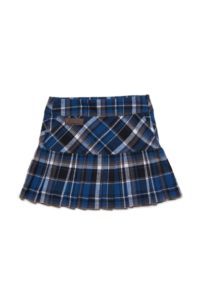 Dsquared2 Kids' Checked Pleated Skirt In Blue