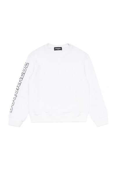 Dsquared2 Kids' Logo印花棉卫衣 In White