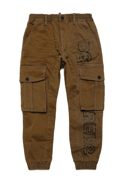 Dsquared2 Kids' Logo-print Cargo Trousers In Brown