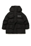 DSQUARED2 GLOSSY HOODED PADDED JACKET WITH CURSIVE LOGO