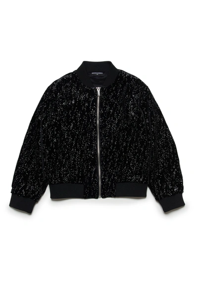Dsquared2 Kids' Glitter-detail Bomber Jacket In Black