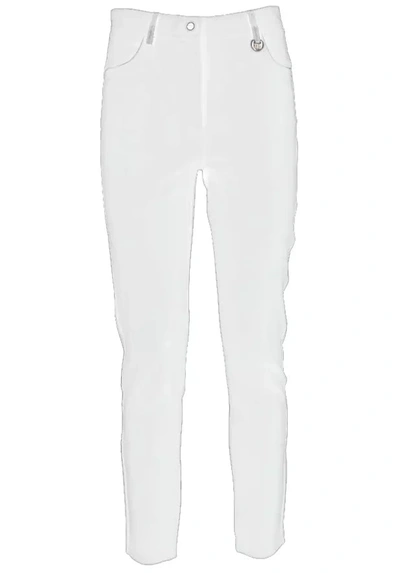 Yes Zee Chic White Slim-fit Milano Stitch Trousers