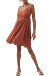 O'neill Juniors' Kenzie Spaghetti-strap Mini Dress In Rustic Brown