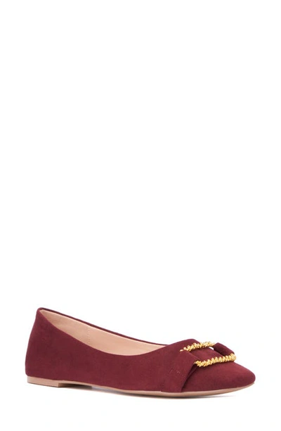 New York And Company Women's Niara- Flats With Gold Hardware Accent In Wine