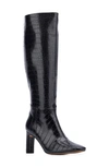 New York And Company Isabelle Womens Zipper Manmade Knee-high Boots In Black Croc