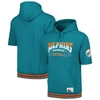 Mitchell & Ness Men's  Aqua Miami Dolphins Pre-game Short Sleeve Pullover Hoodie In Aqua